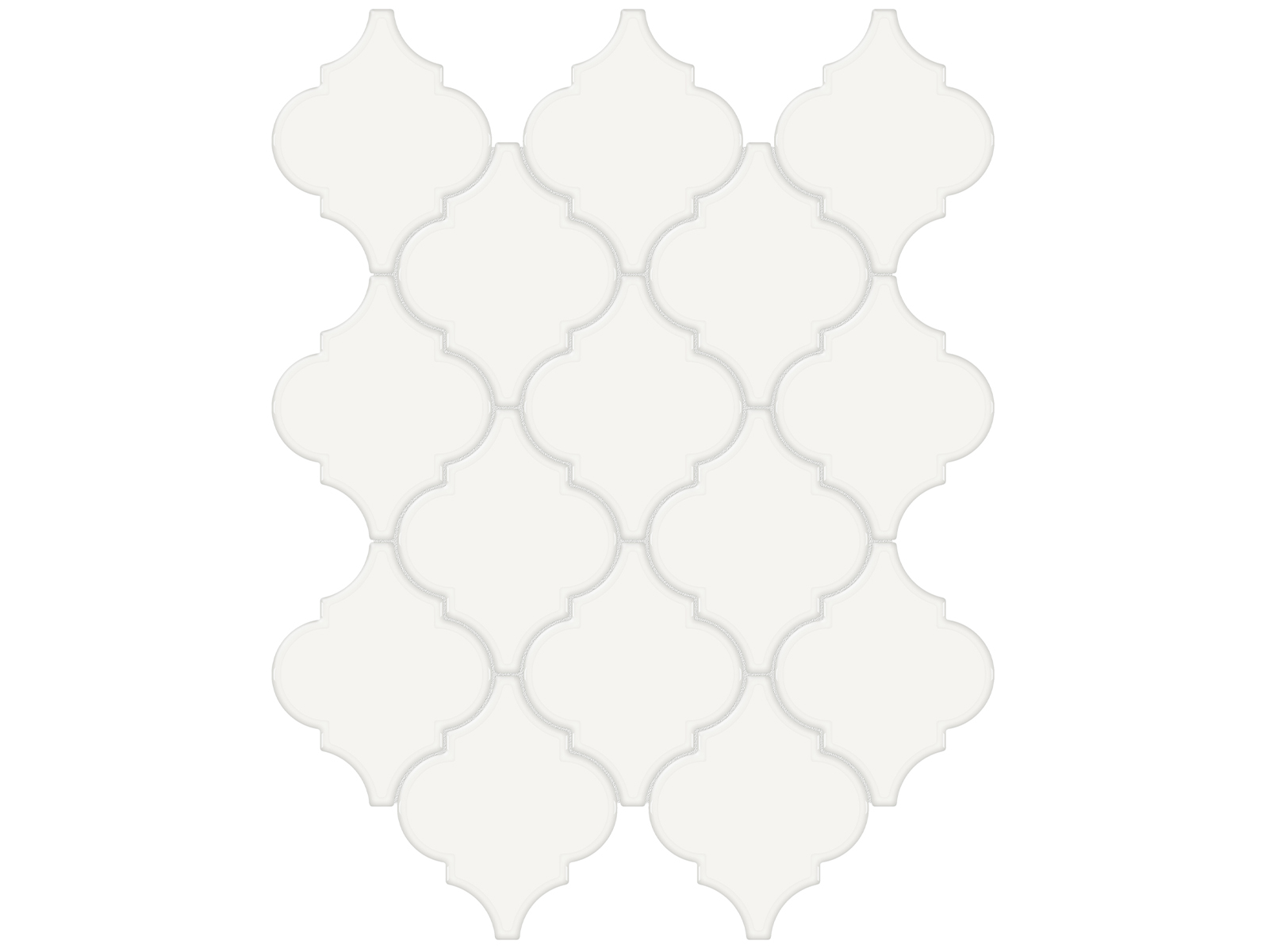 Mosaic Beveled Arabesque Soho Canvas White Glossy 10" x 13"