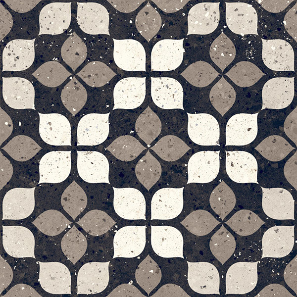 Floor Tiles Frammenti Nero Fiore Natural 8" x 8"