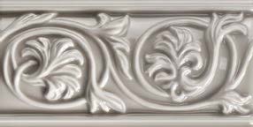 Wall Tiles Retroclassique Silver Polished Floral Listello 3" x 6"