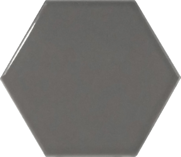 Wall Tiles Scale Hexagon Dark Grey Polished 4" x 5"