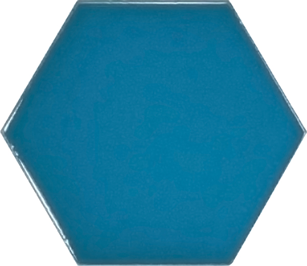 Wall Tiles Scale Hexagon Electric Blue Polished 4" x 5"