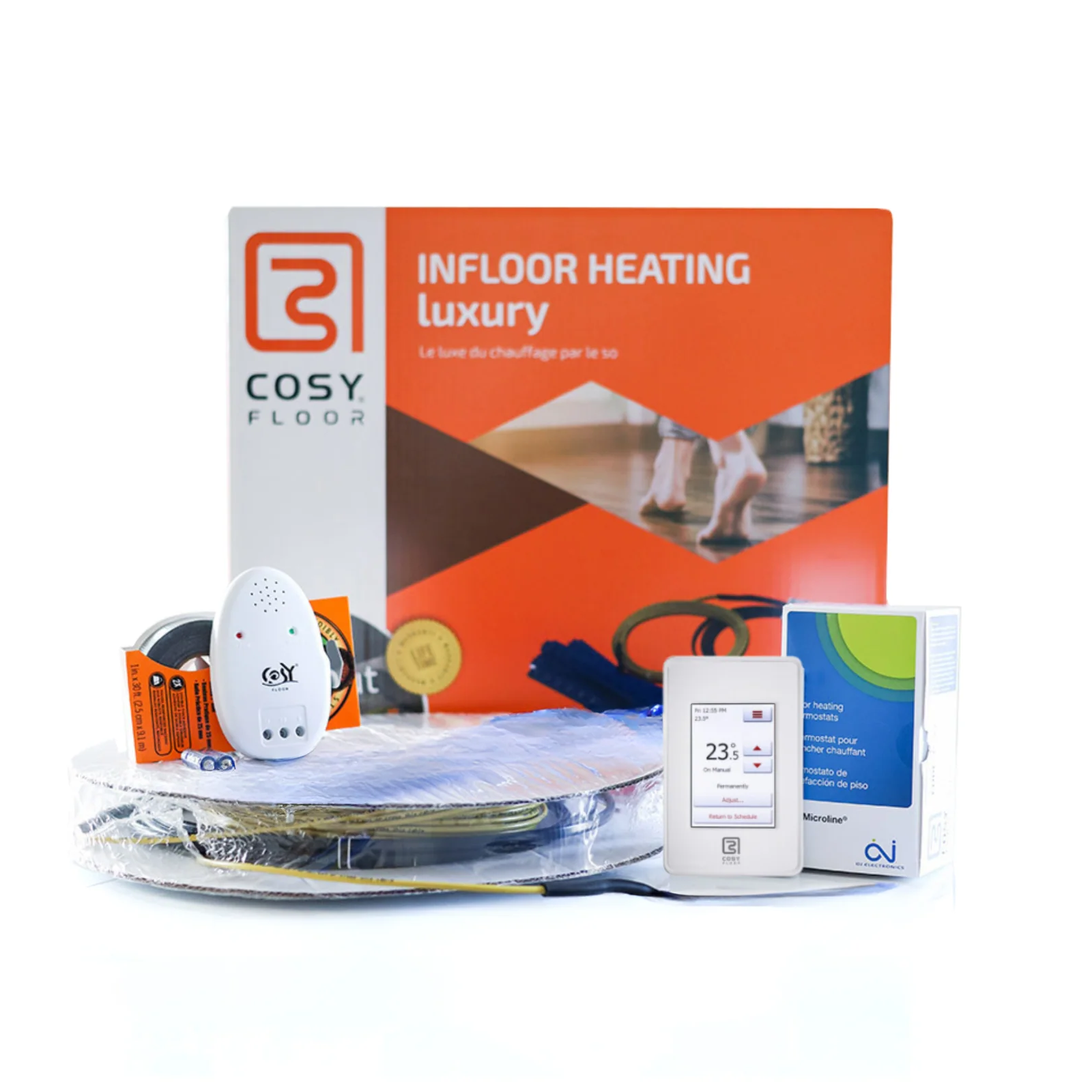 Ensemble de plancher chauffant Cable Infloor avec Thermostat à écran tactile 110V (30 pi²)