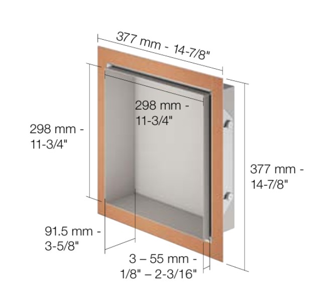 DESIGN-NICHE Shower Niche Aluminum White Matte 12" x 12"