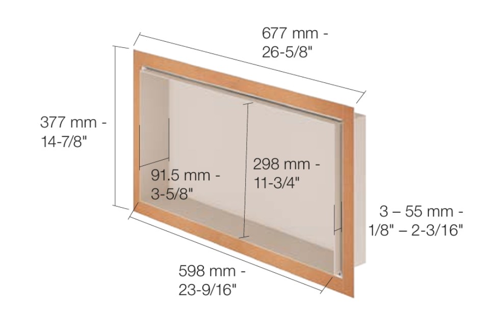 DESIGN-NICHE Shower Niche Aluminum Greige 12" x 24"