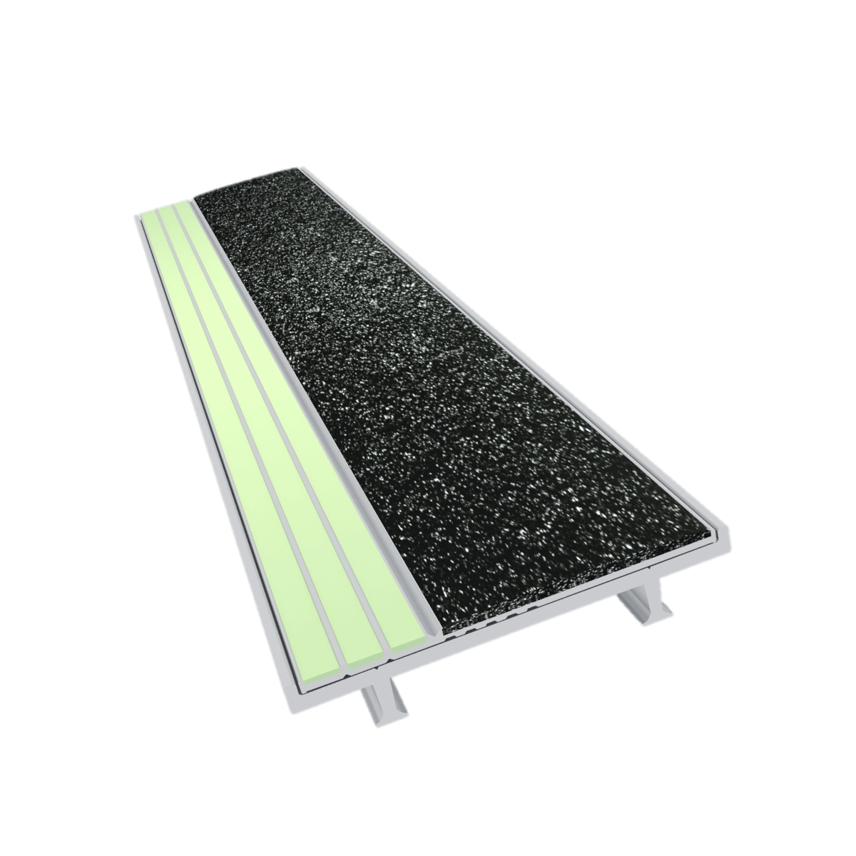 Ecoglo S1-E30 Photoluminescent Cast in Place Stair Nosing with Black Anti-Slip Strip 2.1" (Sold in Linear Feet)