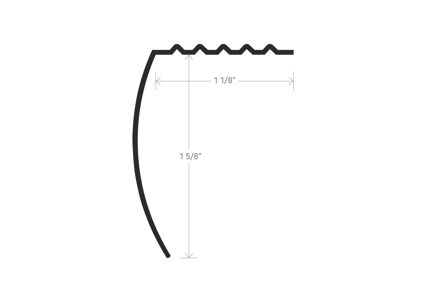 Stair Nose Aluminum Hammered - 1-5/8" (41.3 mm) x 1-1/8"