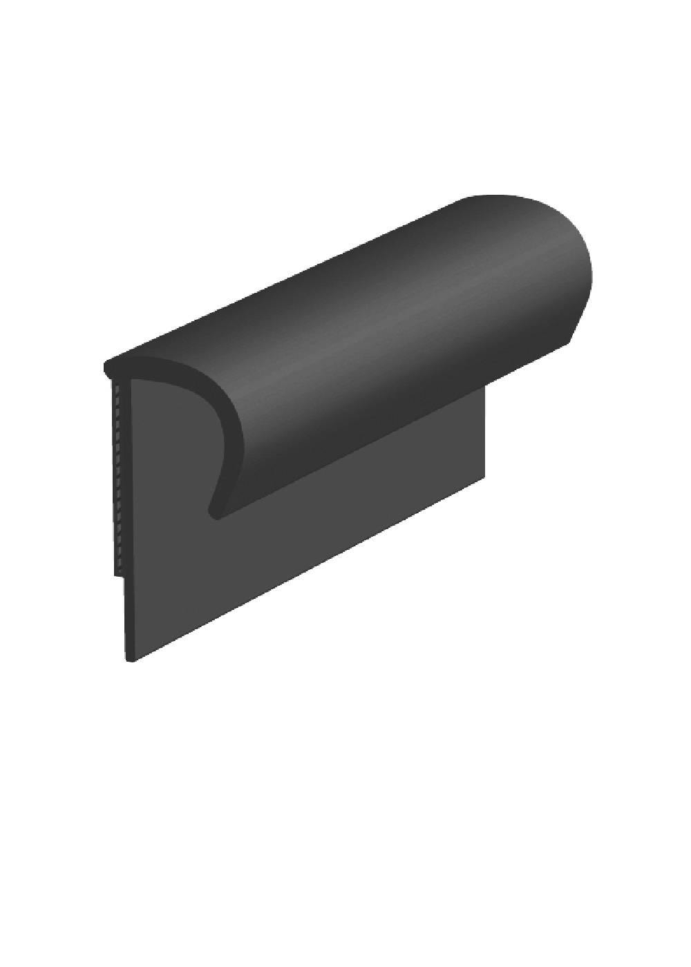 Round Taped Carpet Cove Cap Vinyl #1 Black - 1/4" (6.4 mm) x 3/4" x 12'