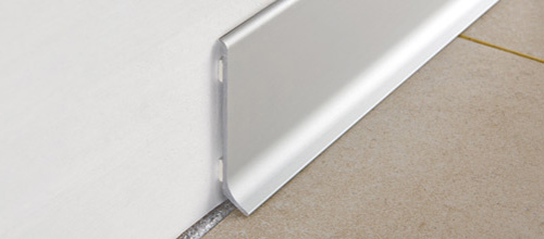 Wall Base Skirting 60 with Adhesive Anodized Aluminum Silver - 2-3/8" (60 mm) x 3/8" x 6' 6-3/4"