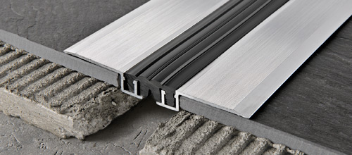 Range of Structural Expansion Joints Proexpan 115 Natural Aluminium and Vinyl Resin with Rubber Insert Black 21 x 12 x 115 mm