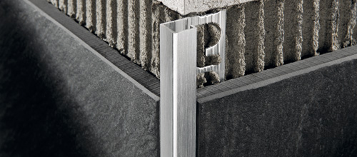 Moulure décorative pour bordure de céramique Projolly Square aluminium brossé argent 12.5 mm