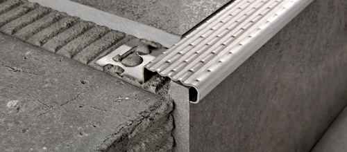 Profile for Stair Prostair Natural Aluminium with Vinyl Resin/Rubber Insert Black 12.5 mm