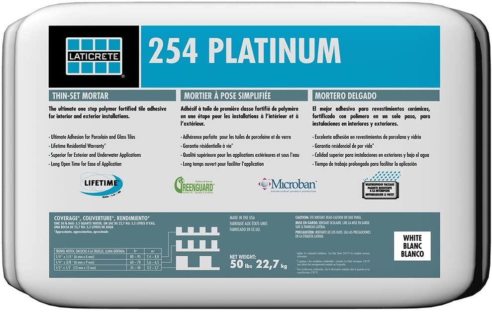 254 Platinum Thin-Set Mortar White 50 lb