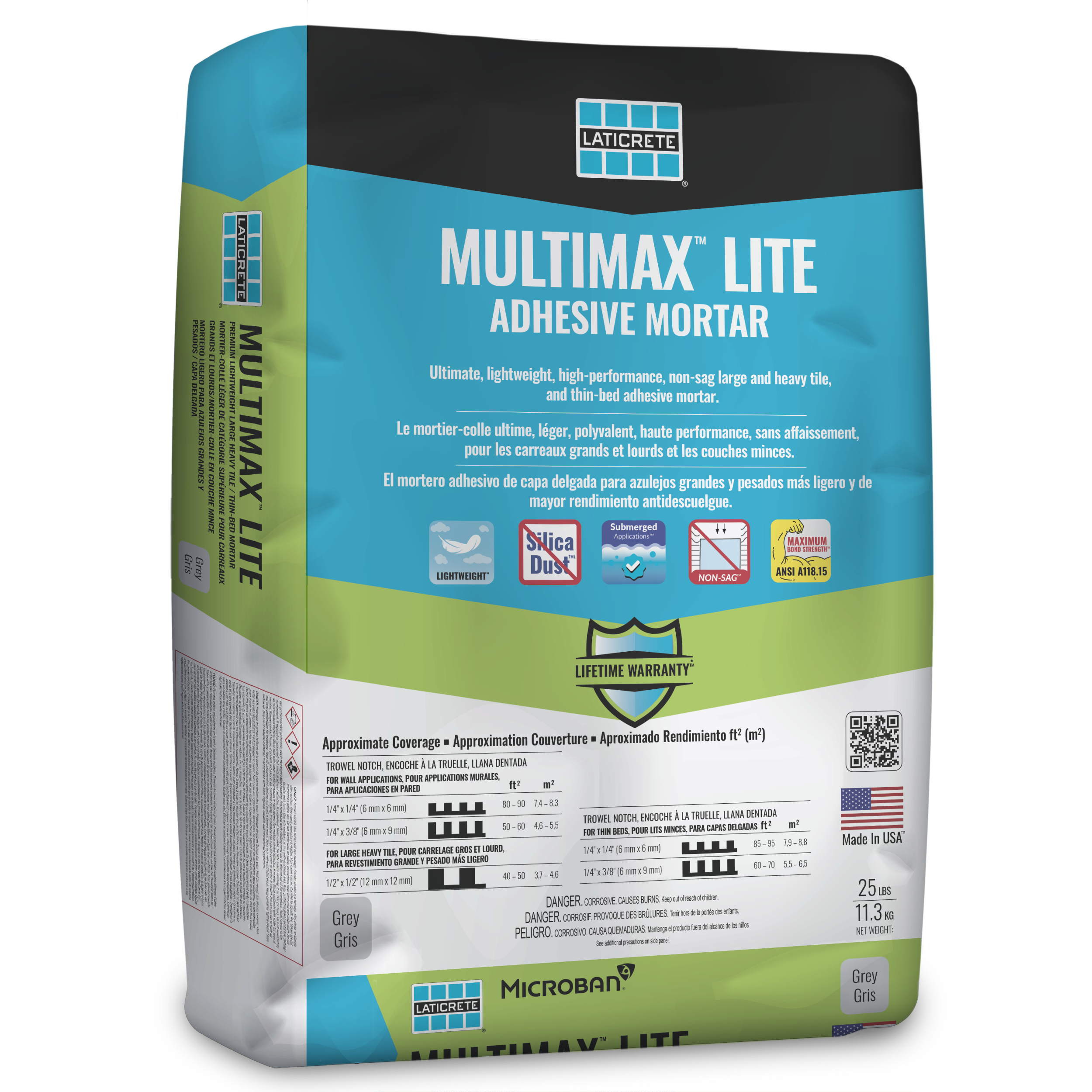 Multimax Lite Mortier pour carreaux polymère fortifié Gris 25 lb