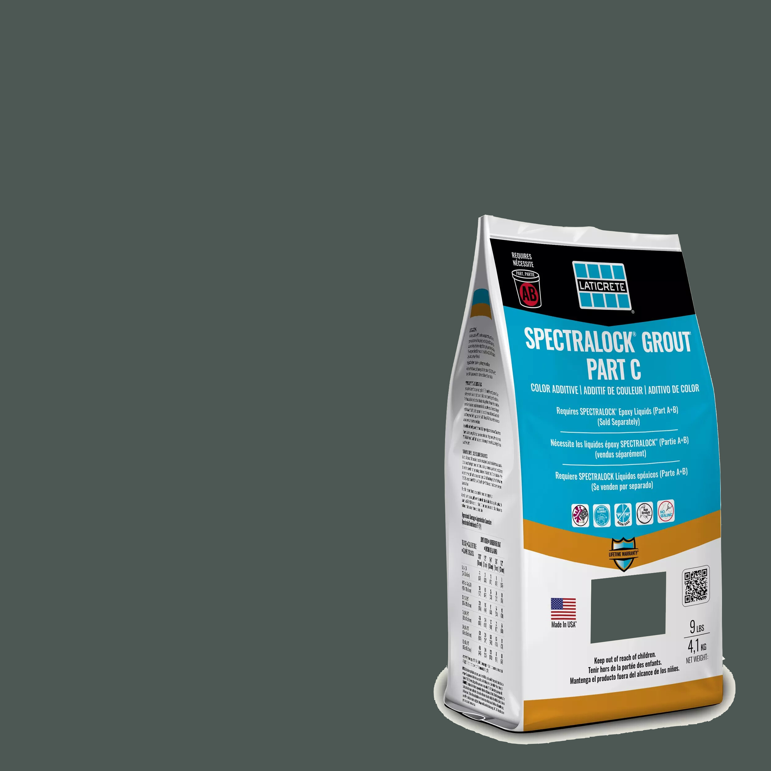 Spectralock Pro Premium Grout Part C Colored Powder #45 Raven 9 lb