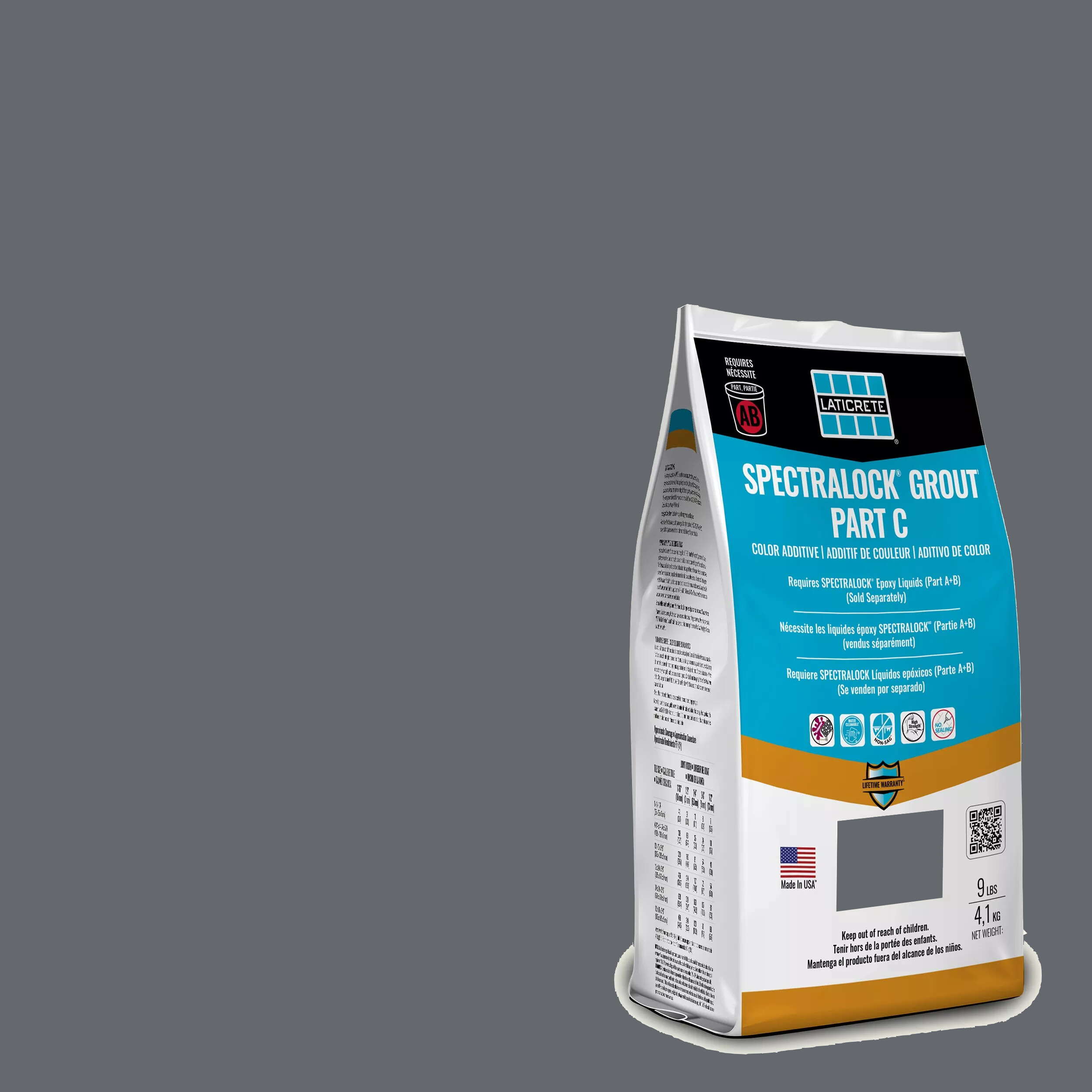 Spectralock Pro Premium Grout Part C Colored Powder #60 Dusty Grey 9 lb
