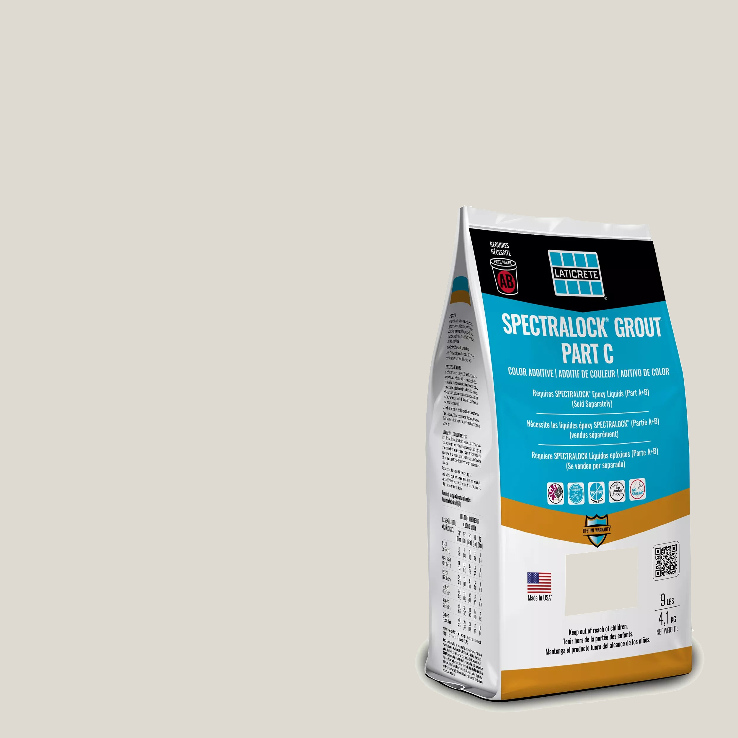 Spectralock Pro Premium Grout Part C Colored Powder #90 Light Pewter 9 lb