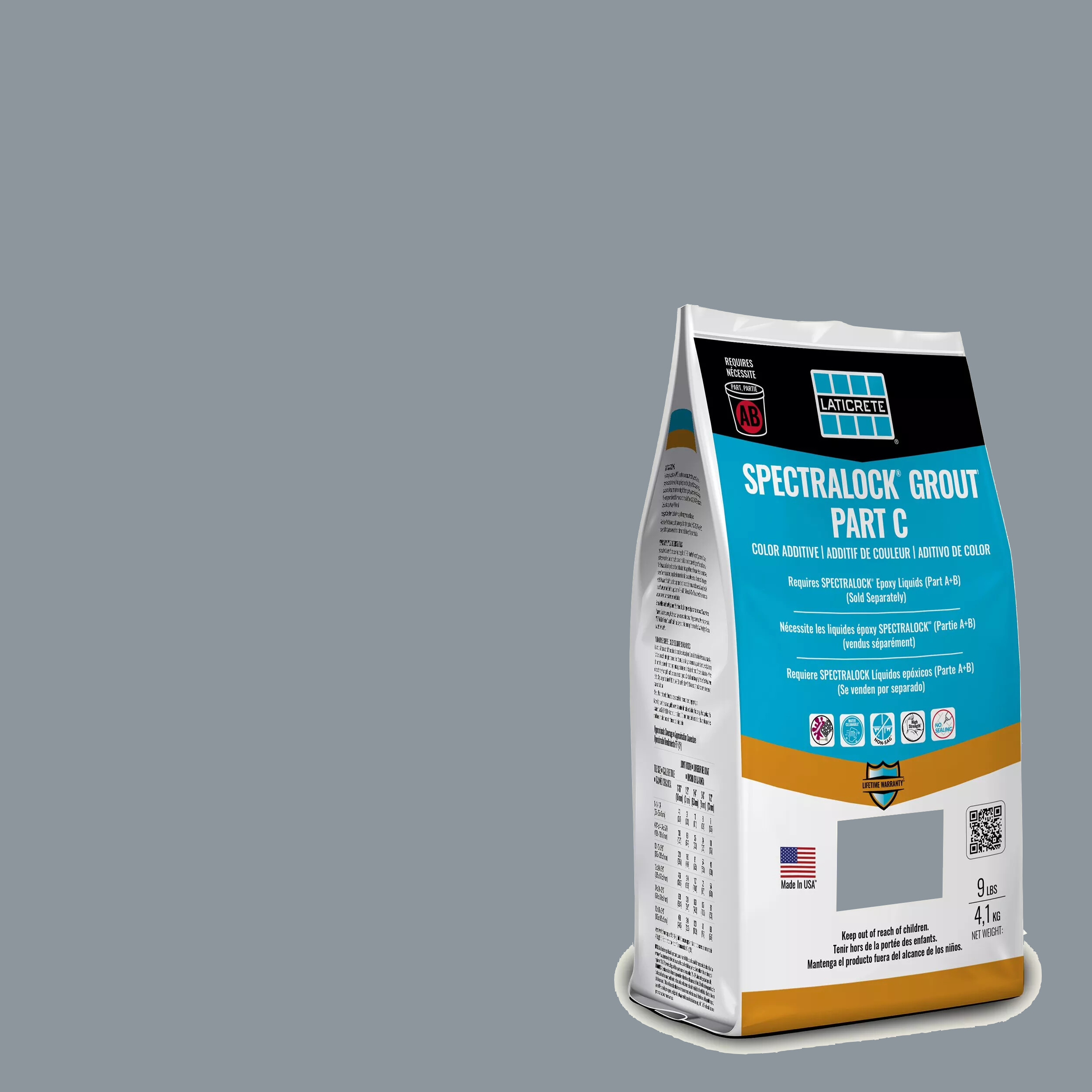 Spectralock Pro Premium Grout Part C Colored Powder #91 Slate Grey 9 lb