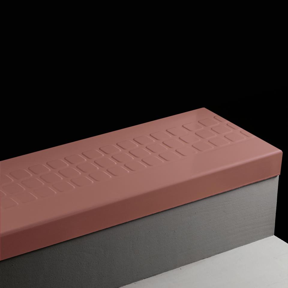 Angle Fit Rubber Stair Tread Raised Square #TB6 Flame with Grit Tape 72"