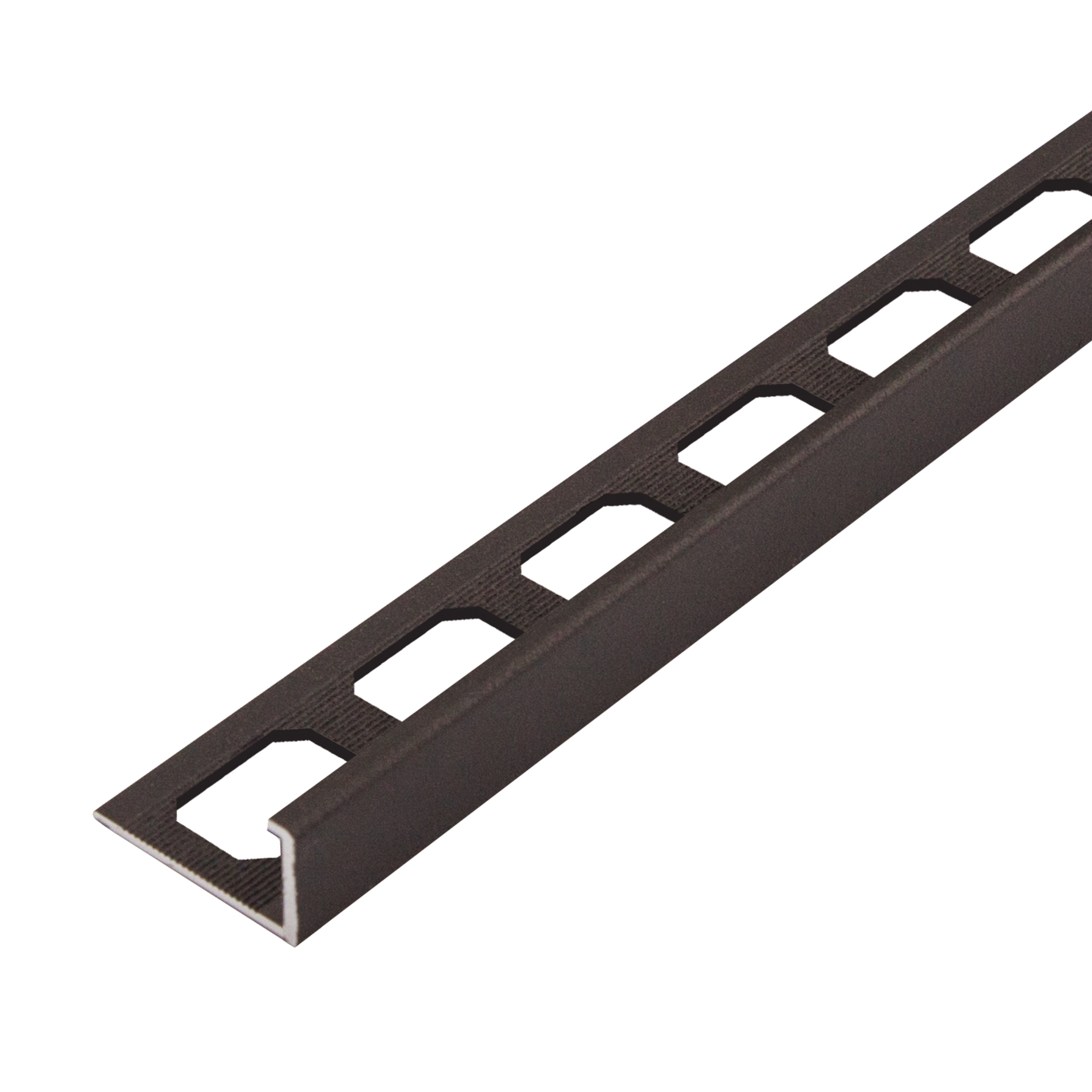 LS4 Tile L-Shaped Edge Profile Aluminum Walnut 1/2" x 8' 2-1/2"
