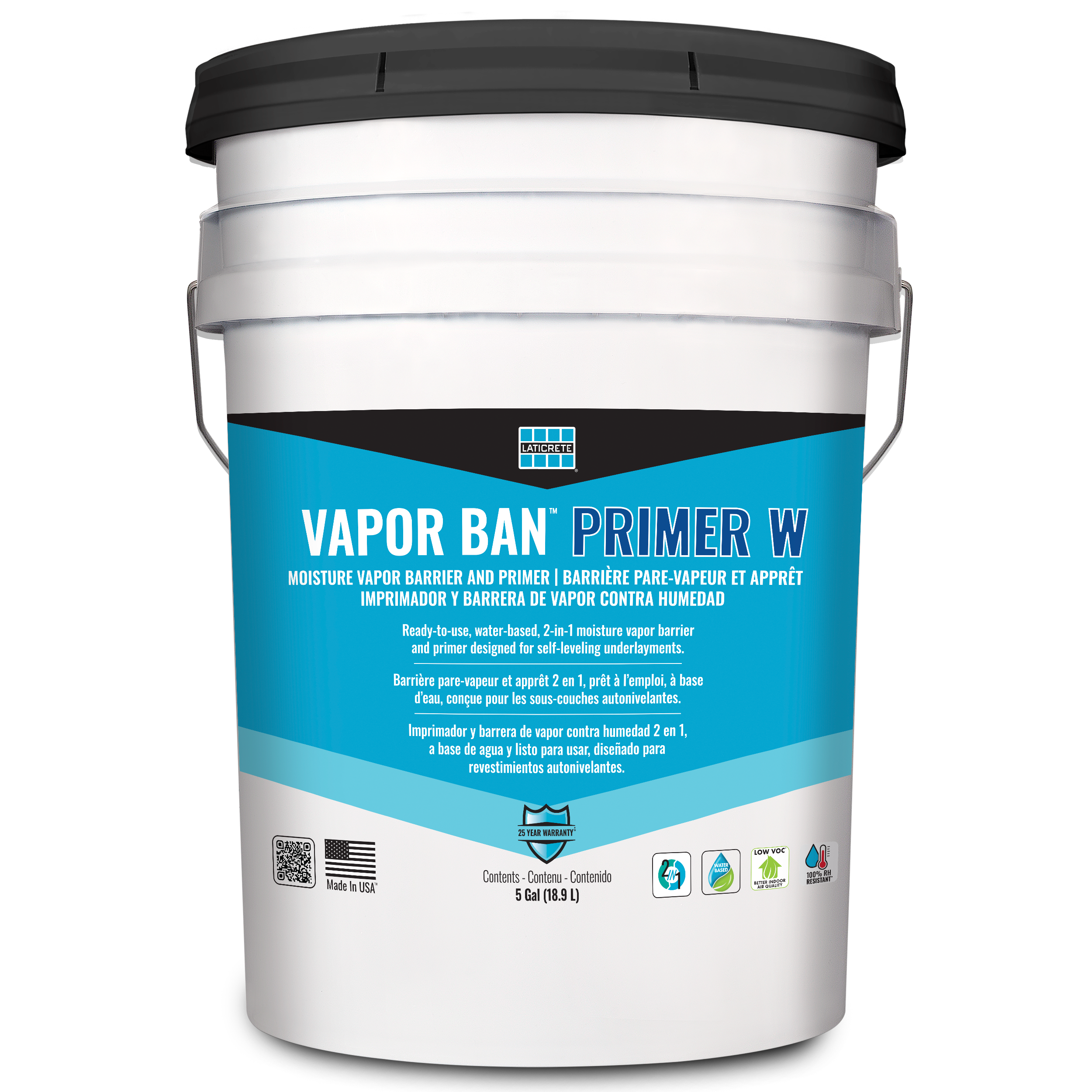 Vapor Ban Primer W Pare-vapeur et apprêt à base d'eau Blanc- 5 gal
