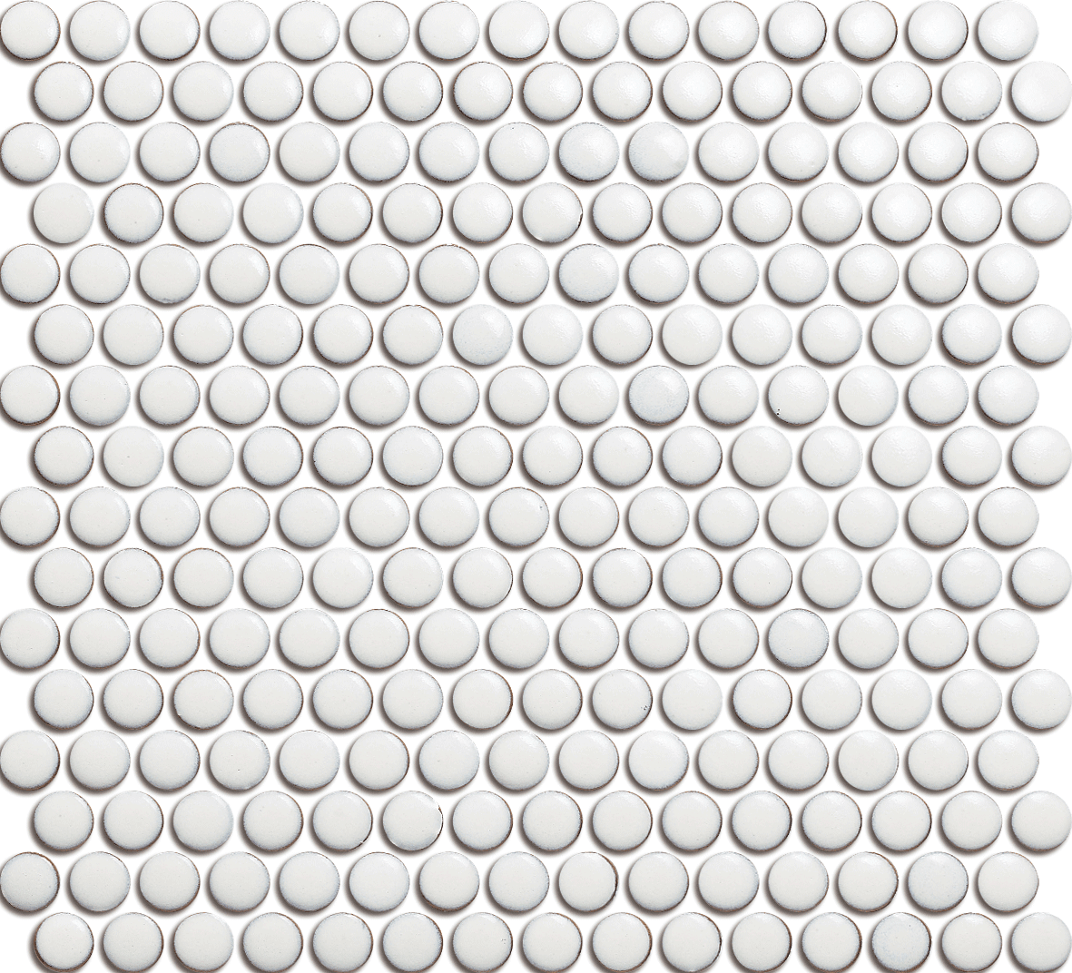 Mosaic Penny Round Old White Glossy 12" x 12"