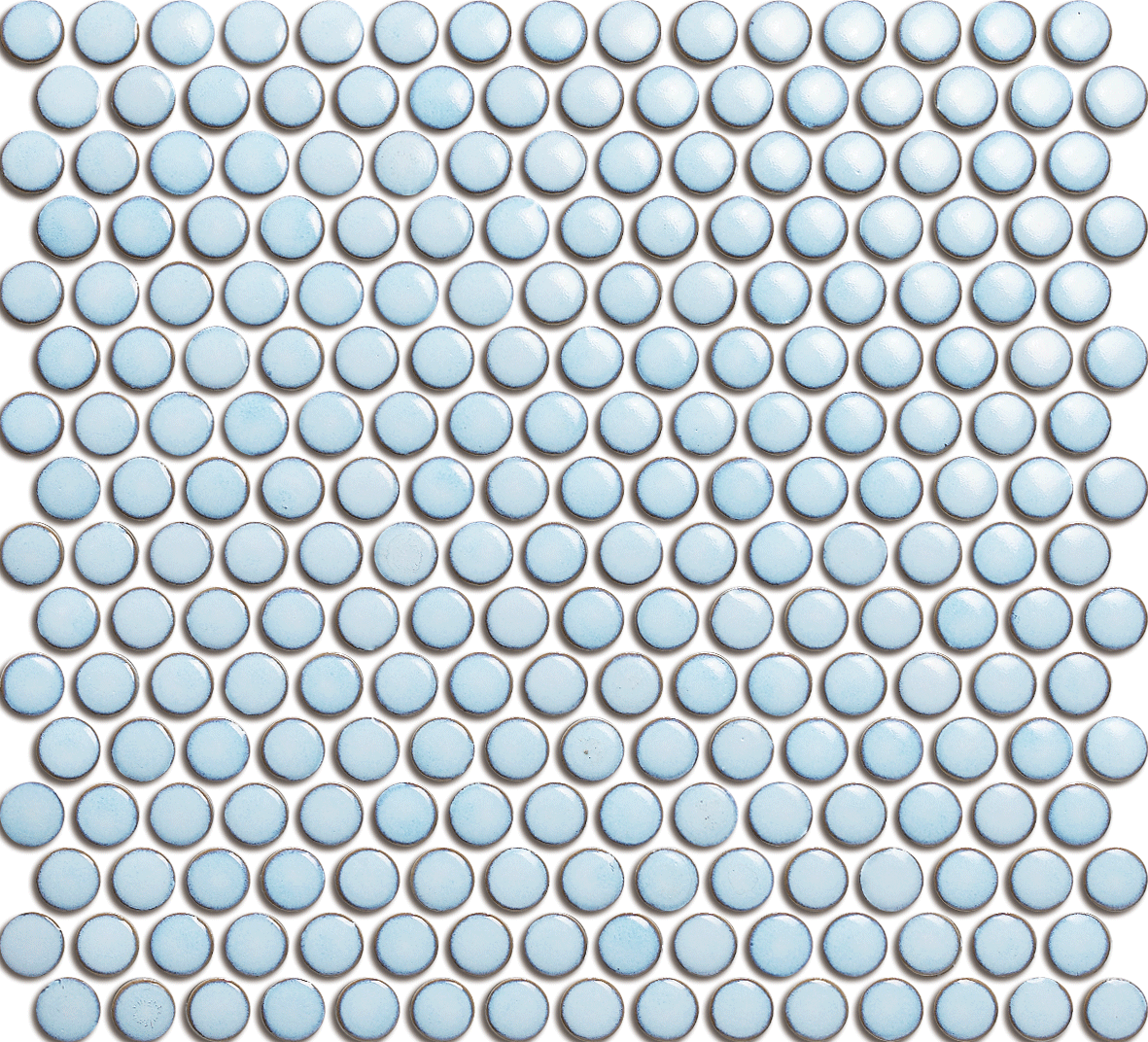 Mosaic Penny Round Porcelain Blue Glossy 12" x 12"