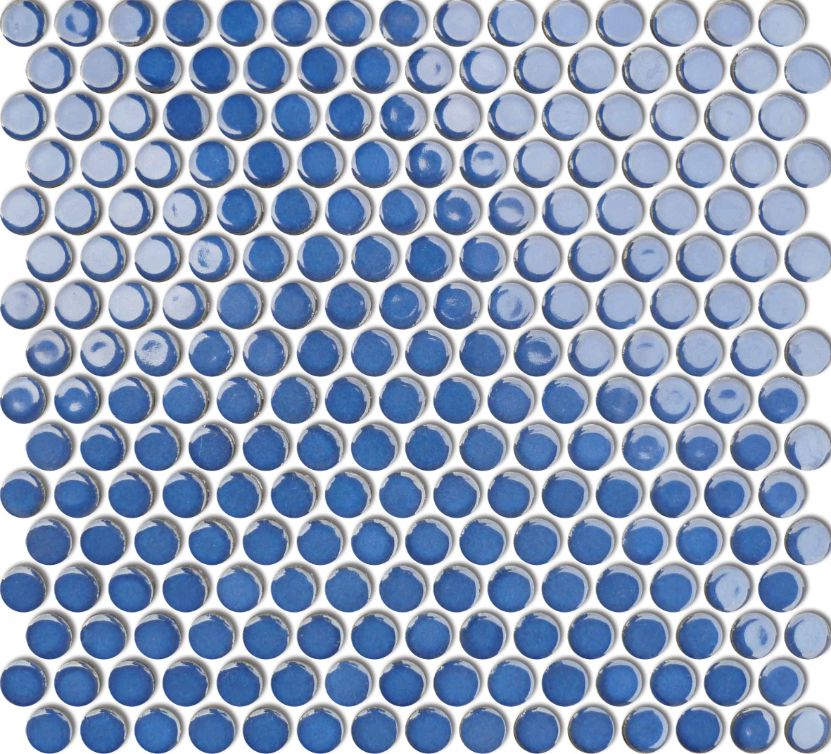 Mosaic Penny Round Sailor Blue Glossy 12" x 12"