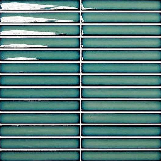Mosaic Concave Border Celadon Green Glossy 12" x 12"