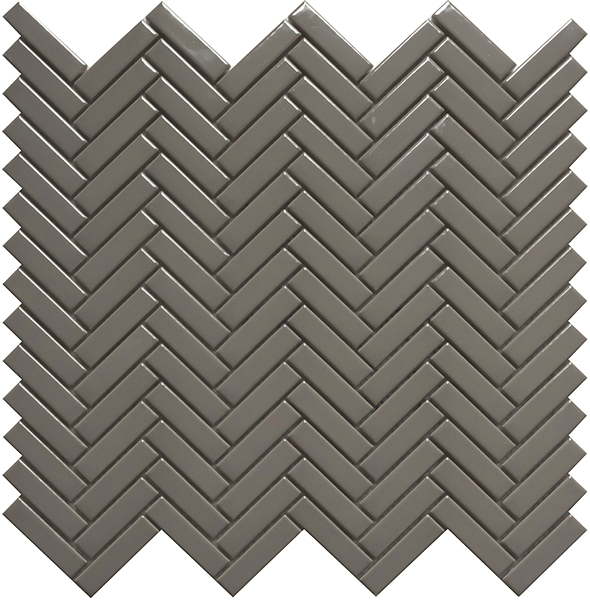Mosaic Herringbone Brown Glossy 12" x 12"