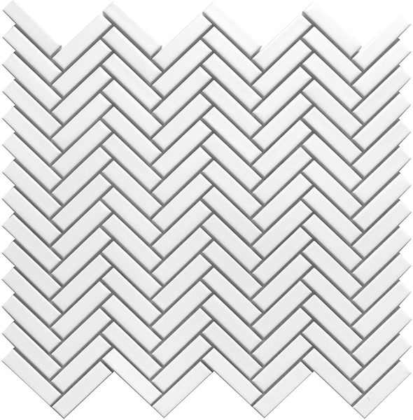 Mosaic Herringbone White Satin 12" x 12"