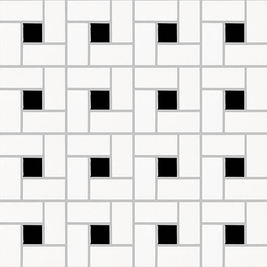 Mosaic Basic Hexagon/Octagon Spiral Black and White Satin 12" x 12"