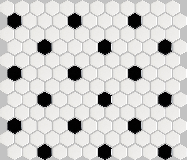 Mosaic Basic Hexagon/Octagon Black and White Satin 12" x 12"