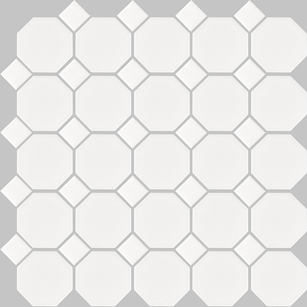 Mosaic Basic Hexagon/Octagon Octagon White Satin 12" x 12"