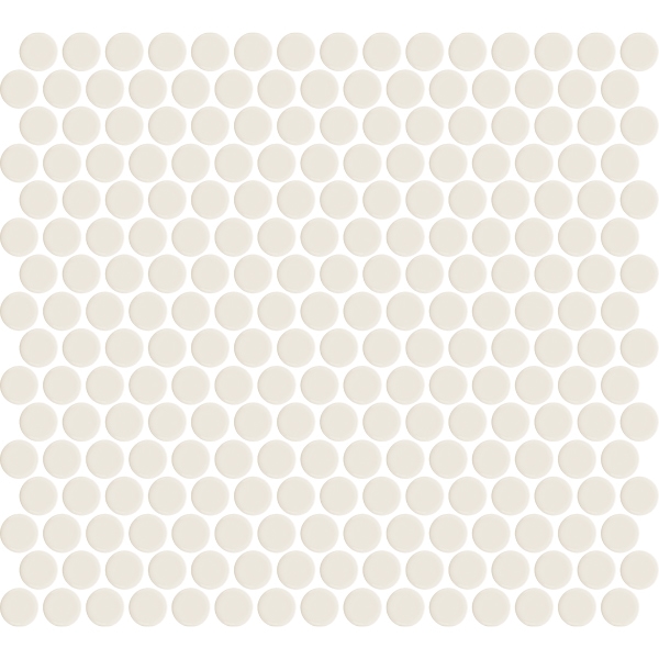 Mosaic Penny Round Off White Glossy 12" x 12"