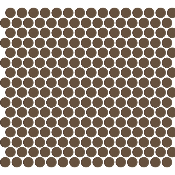 Mosaic Penny Round Dark Brown Glossy 12" x 12"