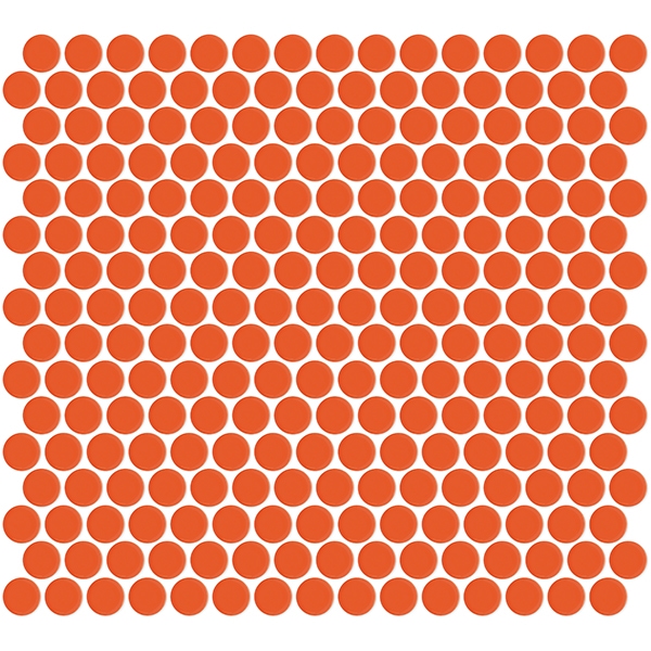Mosaic Penny Round Orange Glossy 12" x 12"