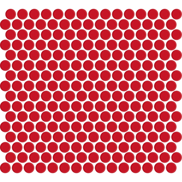 Mosaic Penny Round Red Glossy 12" x 12"