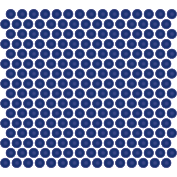 Mosaic Penny Round Dark Blue Glossy 12" x 12"