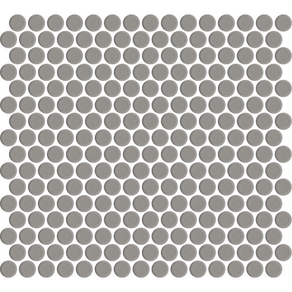 Mosaic Penny Round Dark Grey Glossy 12" x 12"