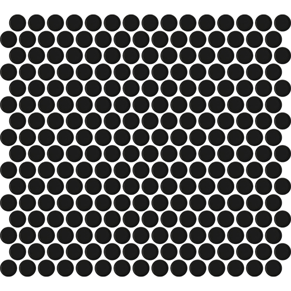 Mosaic Penny Round Black Glossy 12" x 12"