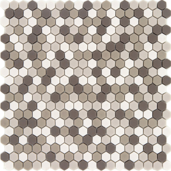 Mosaic Pan Dan Esagona Shantung Beige Mix Matte 11" x 11"