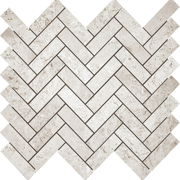 Mosaic Terra Marble Thundra Grey Herringbone Polished 12" x 12"