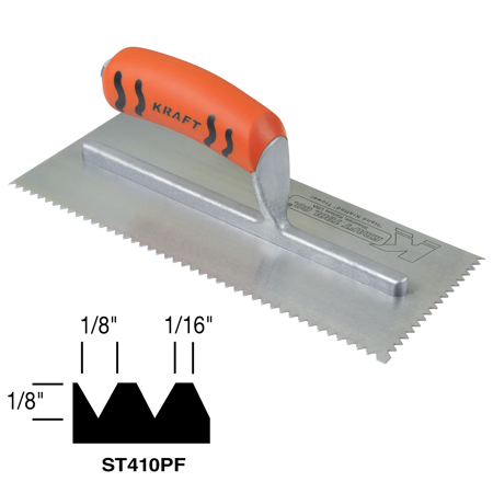 Soft Grip Handle High Carbon Steel Finishing Trowel, Square Notch 1/16 Soft Grip Handle High Carbon Steel Finishing Trowel, Square Notch 1/16