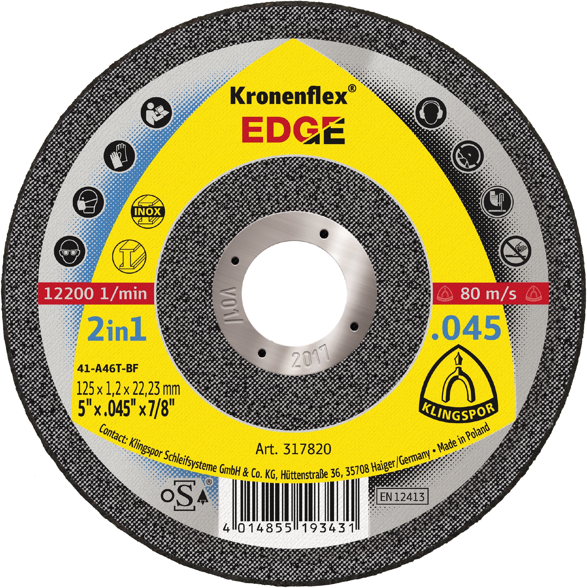 Kronenflex® cut-off wheels 0,8 - 1,0 mm EDGE 5X.045X7/8" 