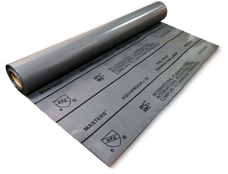 Shower Pan Liner Membrane Masters Aquaproof PVC 4' x 50' - 30 mil (200 sqft)
