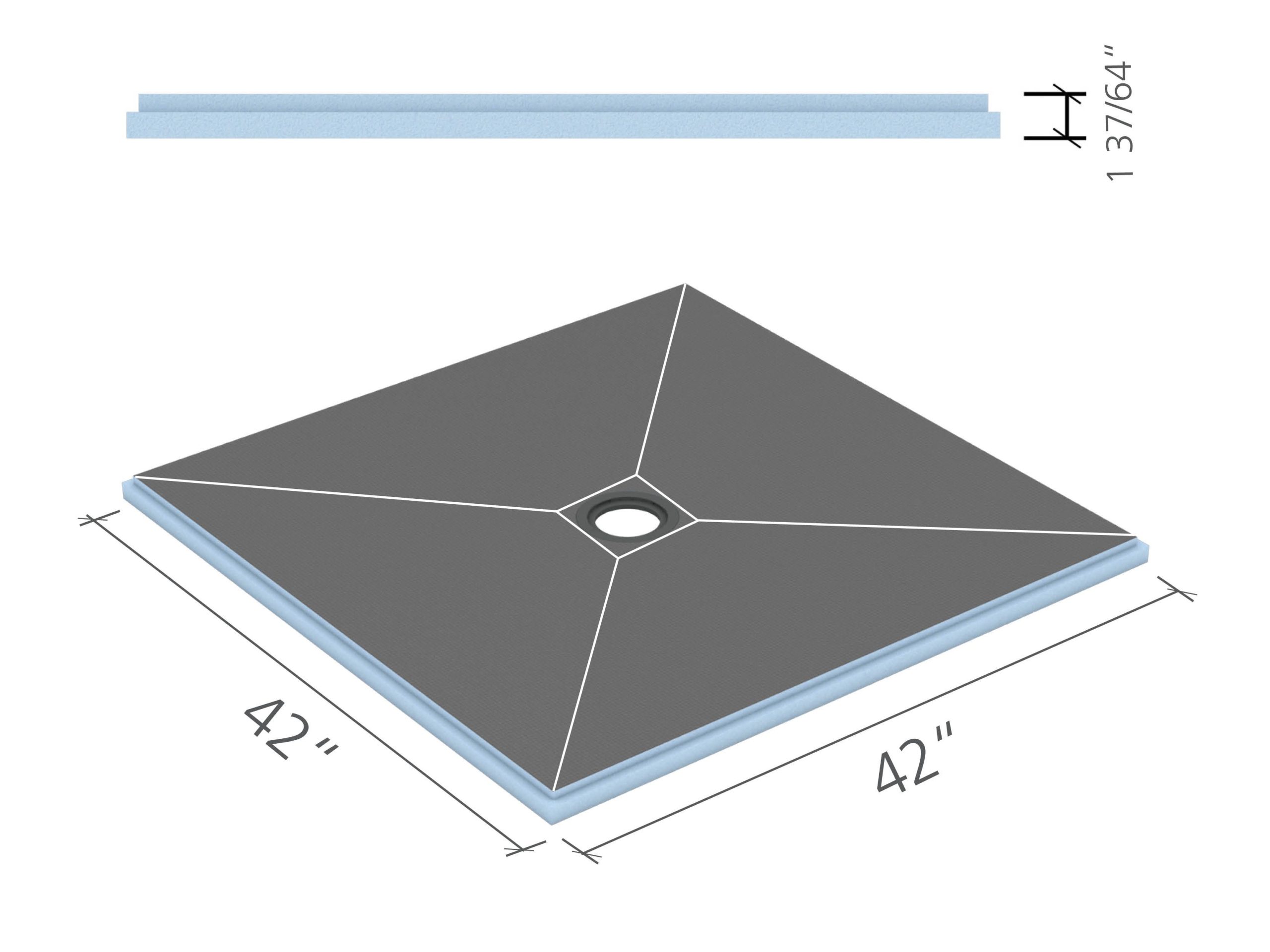 Shower Base Fundo Primo with Center Drain 1-37/64" x 42" X 42"