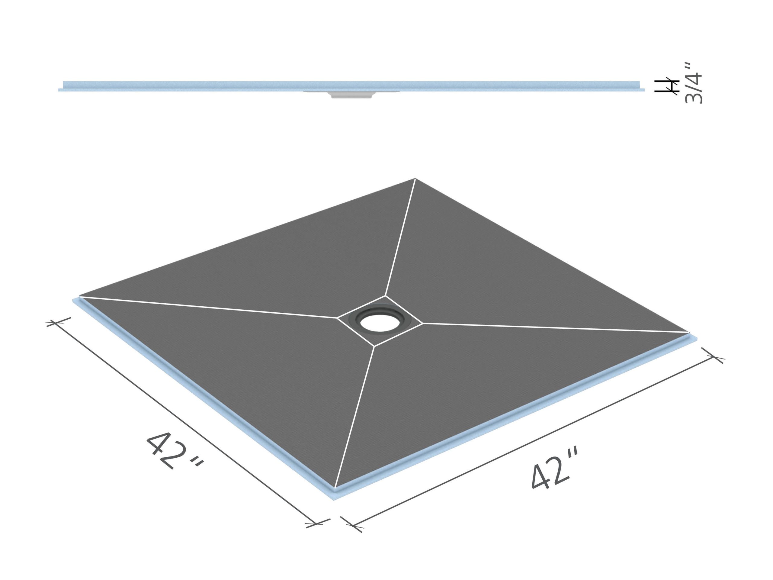Shower Base Fundo Ligno with Center Drain 3/4" x 42" x 42"