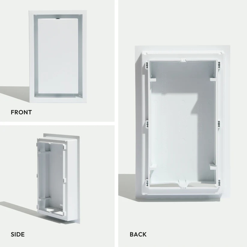 Trappe de ventilation murale avec cadre Lite Blanc satiné 10" x 14-1/4"