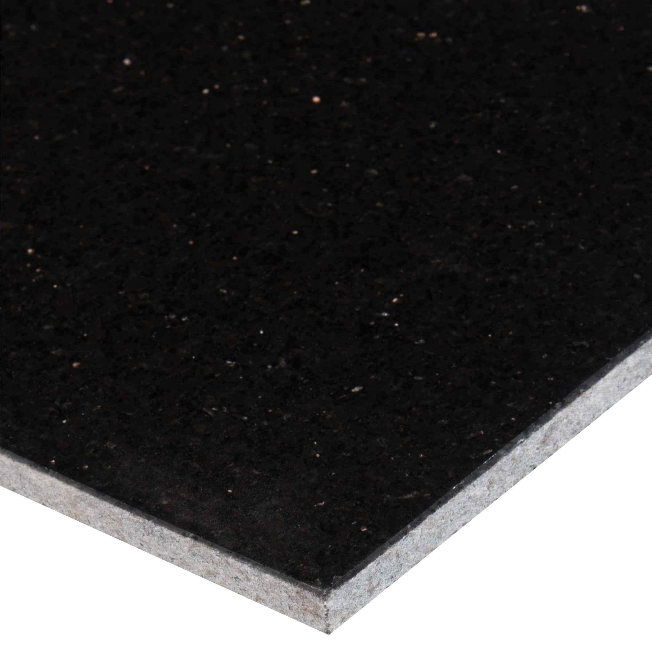 Floor Tiles Granite Countertops Black Galaxy Polished 12" x 12" (Less flecks)