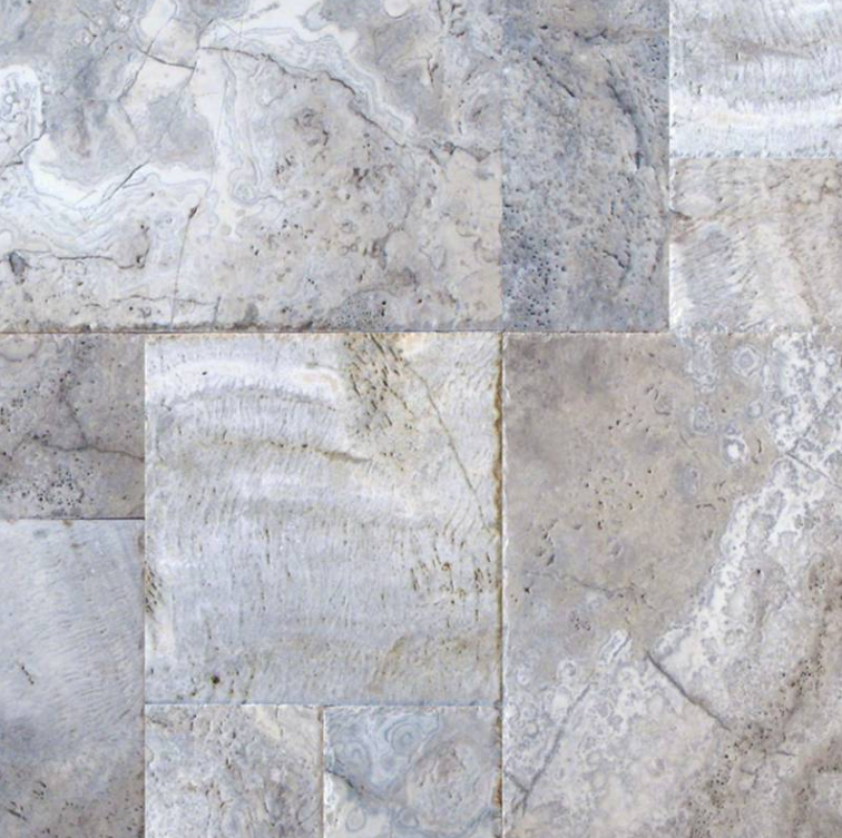 Floor Tiles Natural Stone Pavers Silver Travertine Tumbled Multi-Size